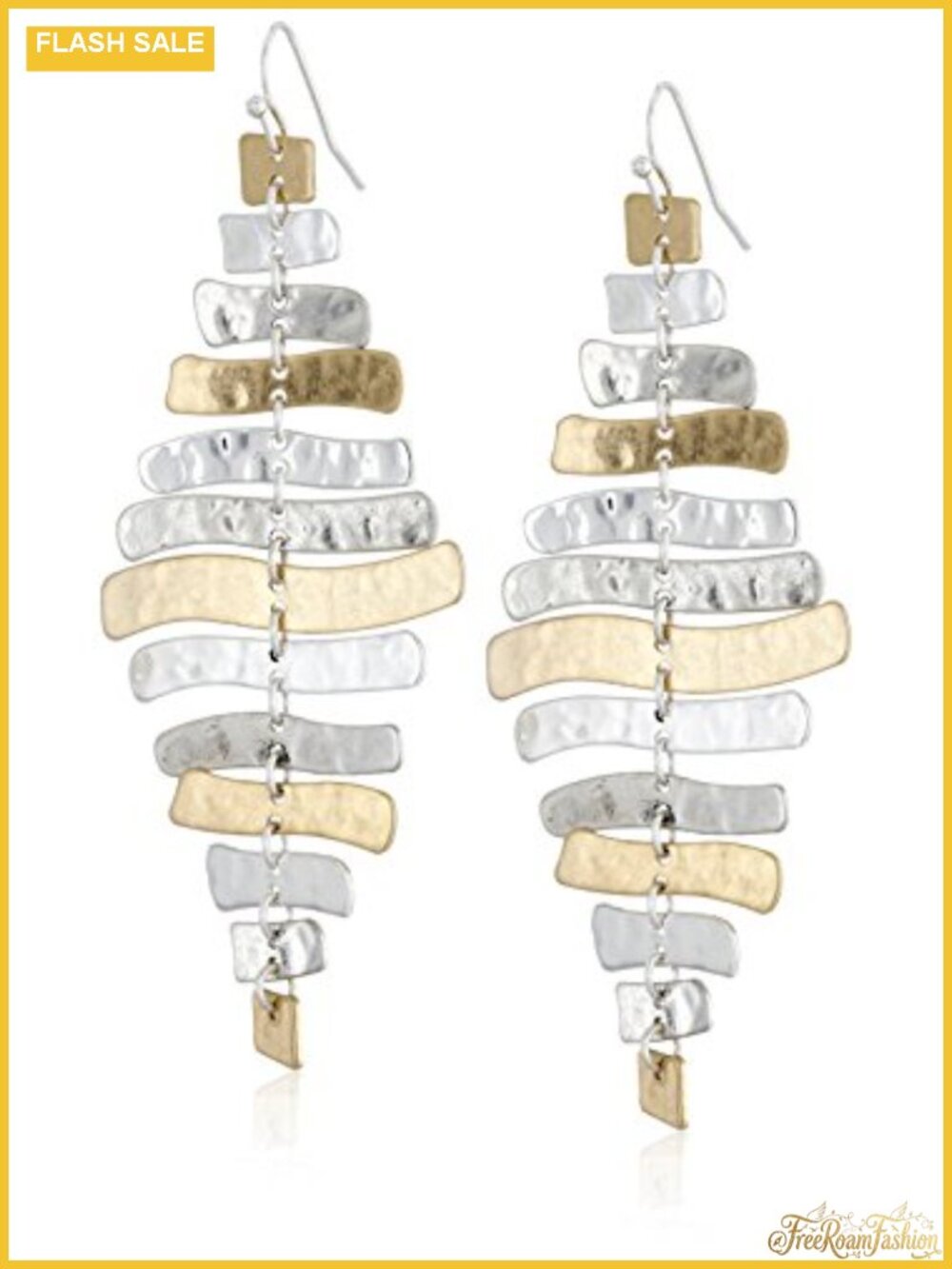 Two-Tone Sculptural Drop Dangle Earrings Fish Hook